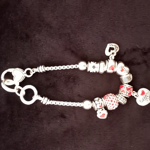 Silvertone/Red Bracelet (Costume) - Picture 2 of 3